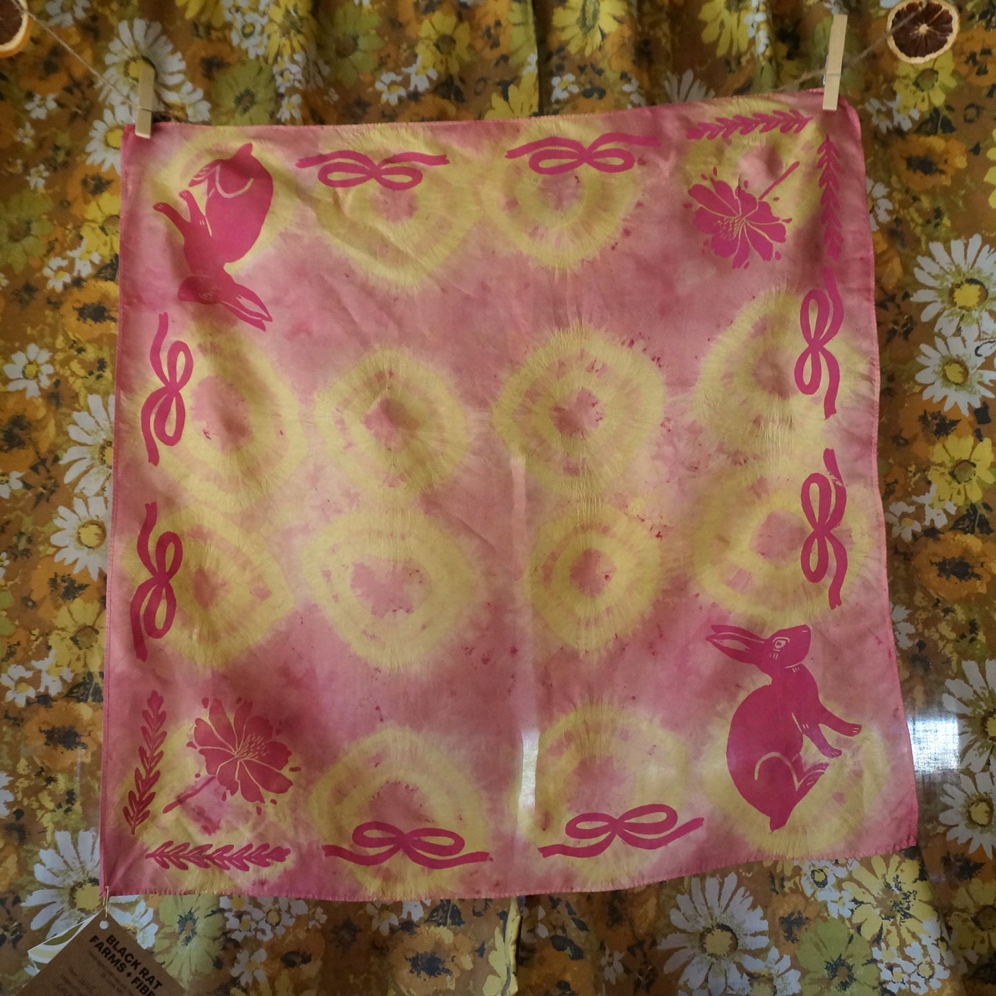 119 - Osage Orange and Cochineal Natrual Dye Spring Abundance Bandana