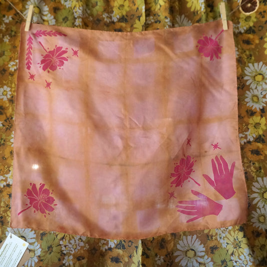 123 - Marigold and Cochineal Natural Dye In Praise of Cosmos Bandana