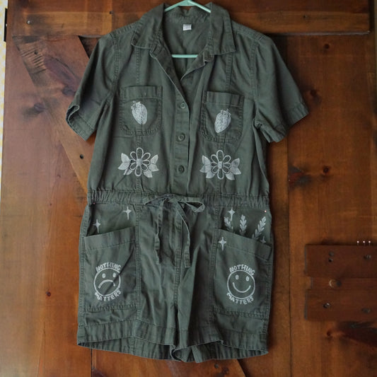 19 - Tattoo Stamps Button Up Romper (SM)